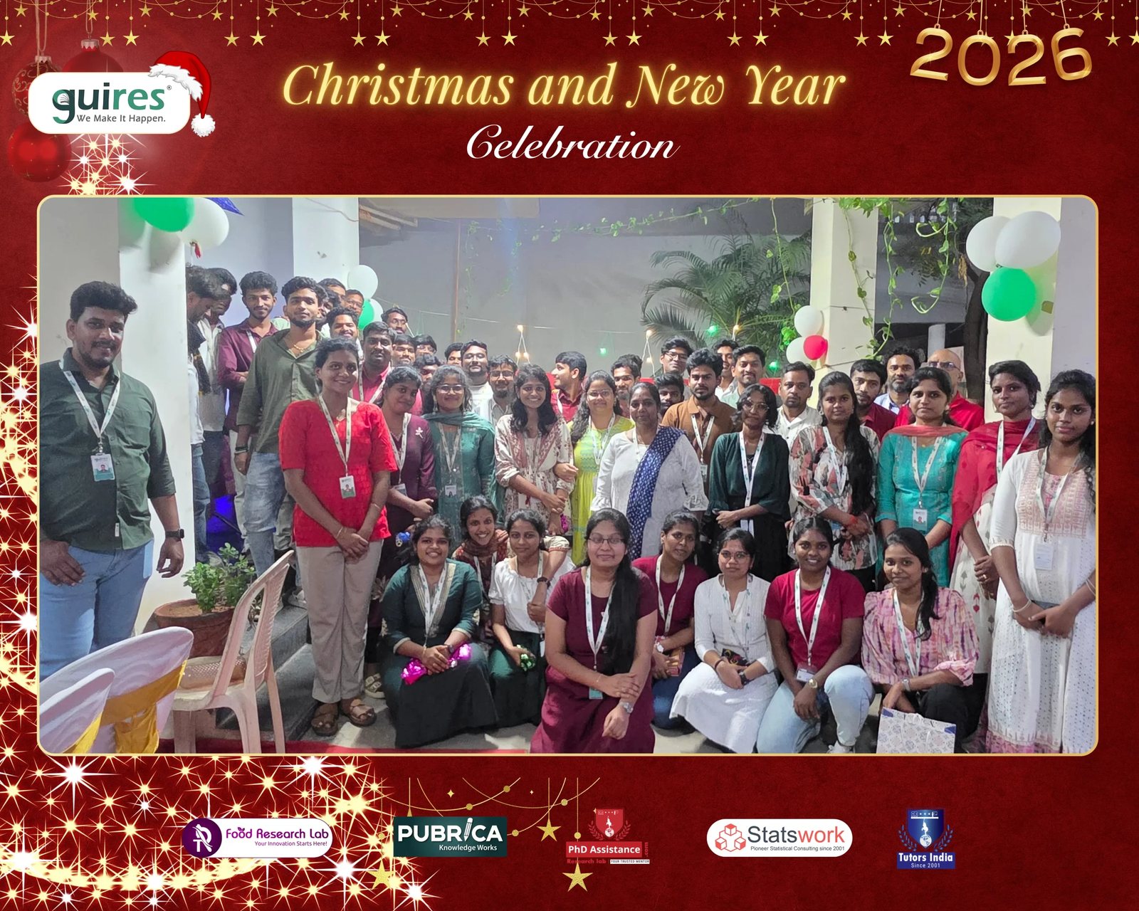 Guires Christmas and New Year 2026 celebration: the team gathered together on 31 December