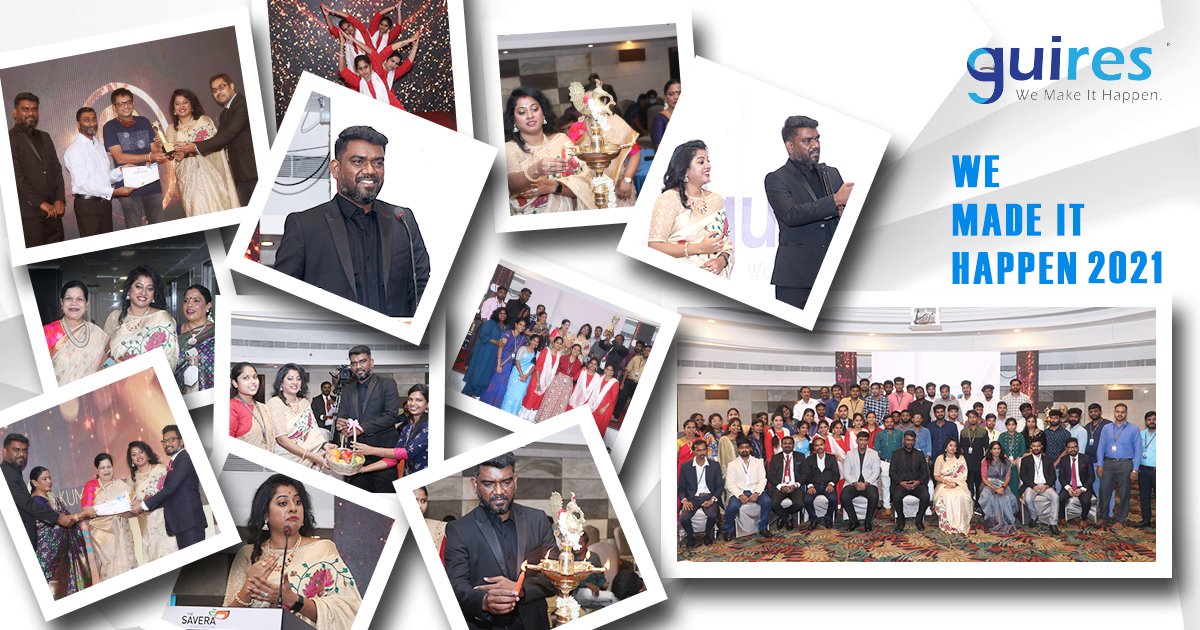 Collage from the Guires 11th annual fest: lamp lighting, awards, performances and team photo
