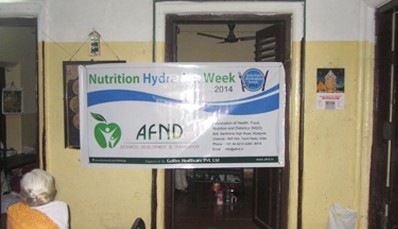 Nutrition Hydration Week 2014 banner at the awareness venue